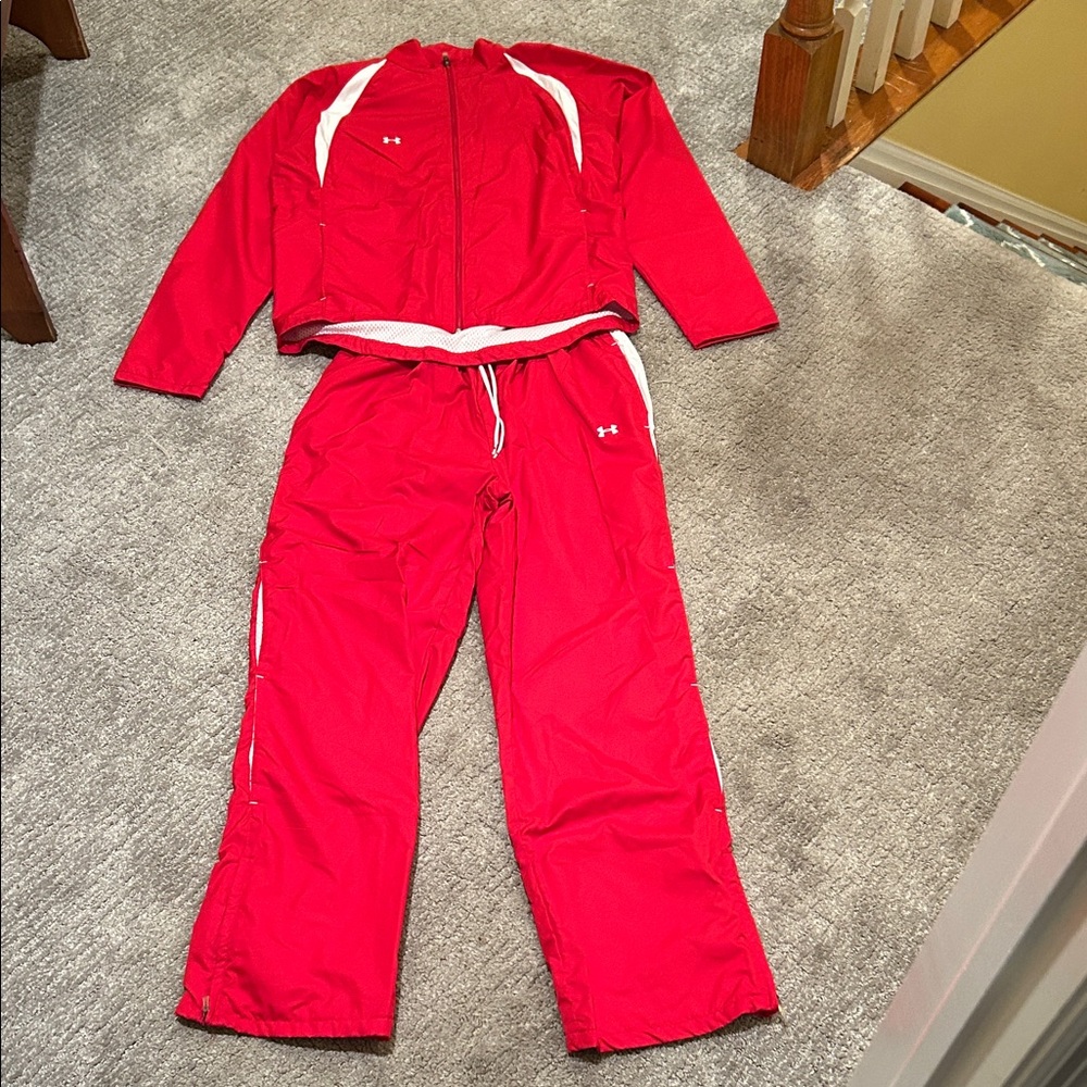 Under Armour Women's Red and White Track Suit